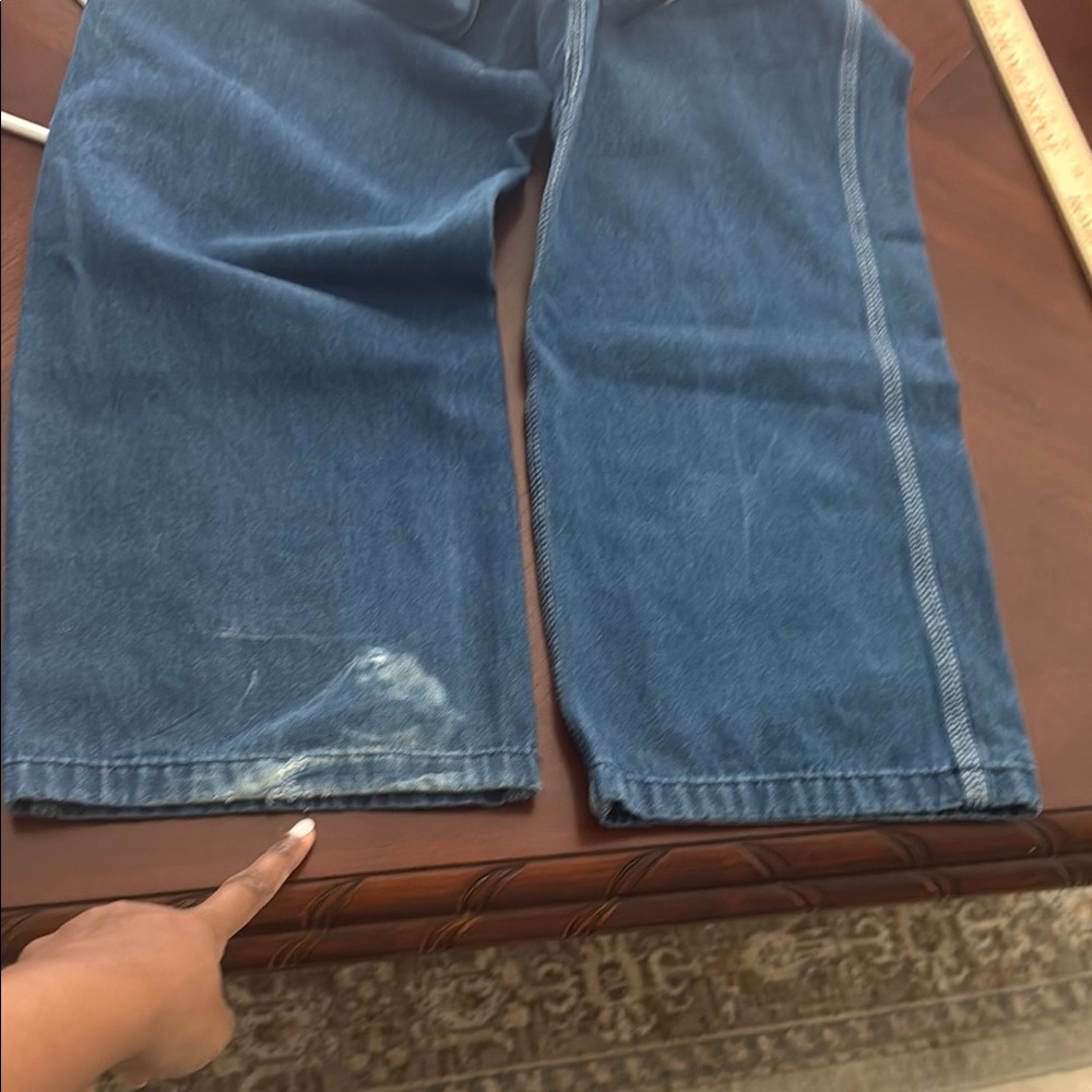 Vintage free People liberty by Anna Corrina Blue Denim Overalls Sz 34 - Picture 15 of 16